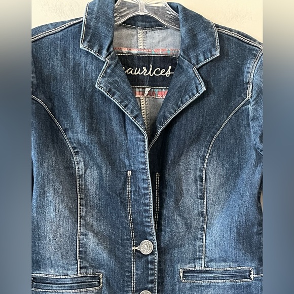 Maurices Denim Distressed Jacket with Button Details Women’s Size Medium - Picture 10 of 15